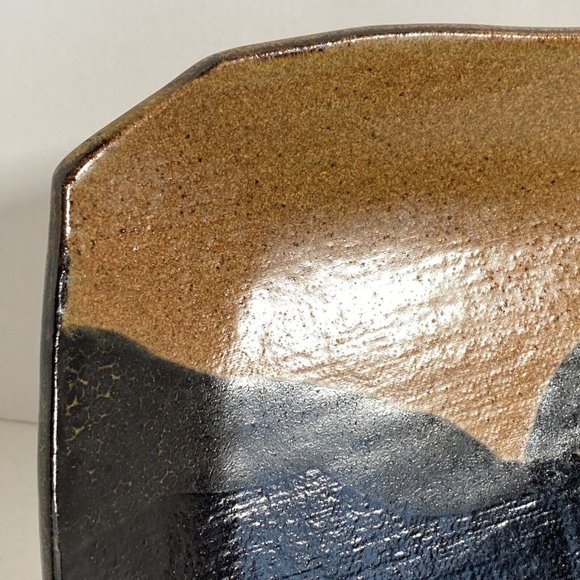 Dan Eash Art Pottery PA Studio Handmade Brown Glaze Stoneware Slab Tray 10x7.5in - Picture 3 of 16